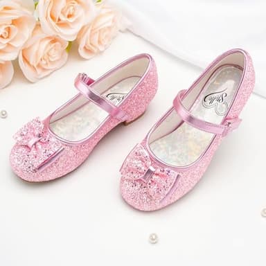 Stelle Girls Dress Shoes Glitter Princess Shoe Flower Mary Jane Low Heels Party Wedding Prom Footwear for Toddler Kids - Image 7