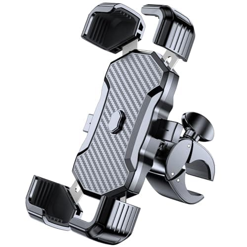 Miracase Motorcycle Phone Mount, One Touch Release and Lock Bike Phone Holder, Bicycle Scooter Handlebar Phone Mount Holder, Bike Phone Mount Compatible with iPhone Google Samsung - Image 1