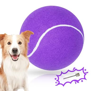 Banfeng Big Tennis Ball for Dogs, Giant Dog Tennis Ball Toy Large Outdoor Sports Gift for Small Medium Large Dog (Purple, 9.5 inch) - Image 1