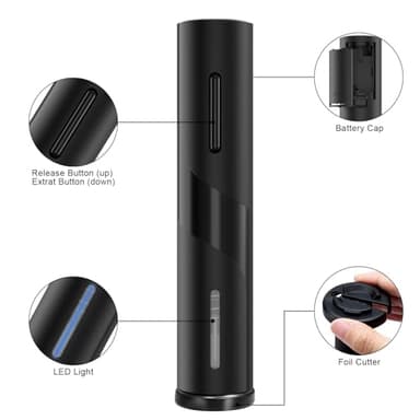COKUNST Electric Wine Opener, Battery Operated Wine Bottle Openers with Foil Cutter, One-click Button Corkscrew Remover for Home Kitchen Party Wedding - Image 3