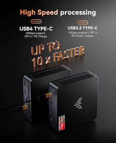 KAMRUI AM21 Mini Gaming PC Dual LAN, AMD Ryzen 9 6900HX (up to 4.9 GHz), 16GB DDR5 512GB M.2 NVMe PCIe SSD, Mini Desktop Computer with USB 4, DP, 2 HDMI 2.1, Gaming PC Supports Quad 4K Display - Image 5