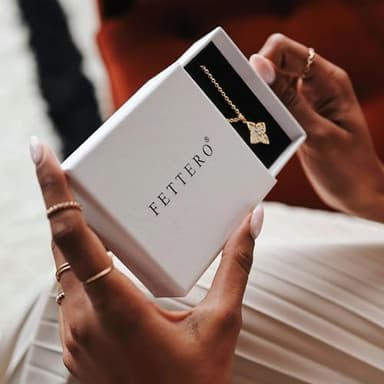 Fettero Gold Clover Necklace for Women Dainty 14K Gold Plated CZ Pendant Necklace Charm Colorful Clover Pendant Lucky Necklaces for Women Jewelry - White Mother of Pearl - Image 7