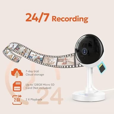owltron Indoor Security Camera, 2K Cameras for Home Security with Motion Detection, Pet Cam & Baby Monitor with Night Vision, 2.4 GHz WiFi Two-Way Talk, Cloud/SD Storage, Works with Alexa - Image 9
