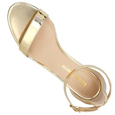 Women's Strappy Chunky Block Low Heeled Sandals 2 Inch Open Toe Ankle Strap High Heel Dress Sandals Daily Work Party Shoes Gold Size 9 - Image 4