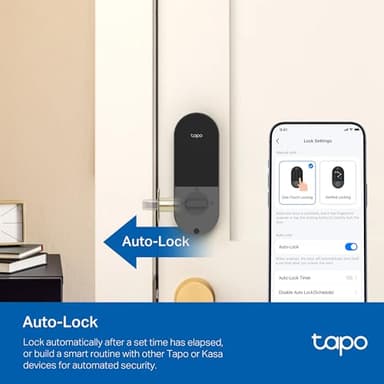 TP-Link Tapo Smart Door Lock, Deadbolt | Keyless Entry, Fingerprint Recognition, Touchscreen Keypad & in-App Monitoring with Scheduled Access | 1-Year Rechargeable Battery | BHMA Grade 2 | Tapo DL110 - Image 7