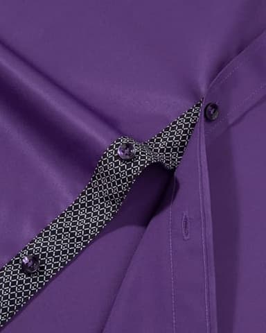Alimens & Gentle Men's Dress Shirts Long Sleeve Wrinkle-Free Business Casual Button Down Shirt, Dark Purple, Medium - Image 5