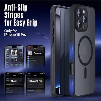 Symcele Designed for iPhone 16 Pro Case, Compatible with MagSafe, with Privacy Screen Protectors X2, [Camera Protection] [15FT Military Drop Protection] Shockproof Phone Case, 2024, Black - Image 2