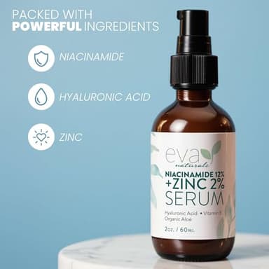 Eva Naturals Niacinamide 12% + Zinc Serum for Face – Dark Spot Remover, Pore Minimizer, Redness Relief, Hydrating Vitamin B3 with Botanical Hyaluronic Acid, Anti-Aging Facial Serum for Clear Skin - Image 7