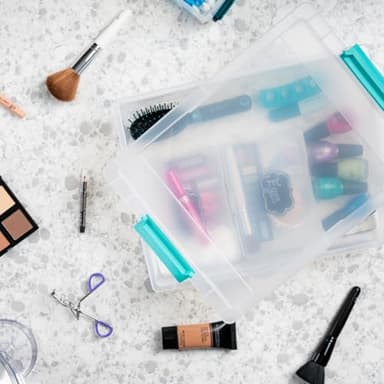 IRIS USA 6 Qt. Plastic Storage Bins Containers with Lids, 4 Pack, Small Sensory Bin, Craft Storage, Craft Organizers & Storage, Organizing Container for Home, Office & Art Supplies, Stackable, Clear - Image 8