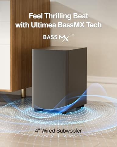 ULTIMEA 7.1ch Sound Bar with Subwoofer, Virtual Surround Sound System for TV, Sound Bar for Smart TV with 4 Surround Speakers, Peak Power 330W, TV Soundbar with App Control, Opt/AUX/BT, Aura A40 - Image 6