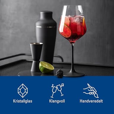 Villeroy & Boch Manufacture Rock Red Goblet, Set of 4, Crystal Wine Glasses in Exciting Black, Dishwasher Safe - Image 2