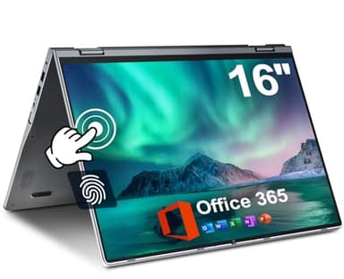 jumper 2 in 1 Laptop, 16 inch Convertible Laptop Computer with IPS FHD 360 Degree Touchscreen, 640GB Storage, 16GB RAM, Fingerprint Reader, Backlit Keyboard, Celeron N5095, 53.2WH, WiFi 6 - Image 1