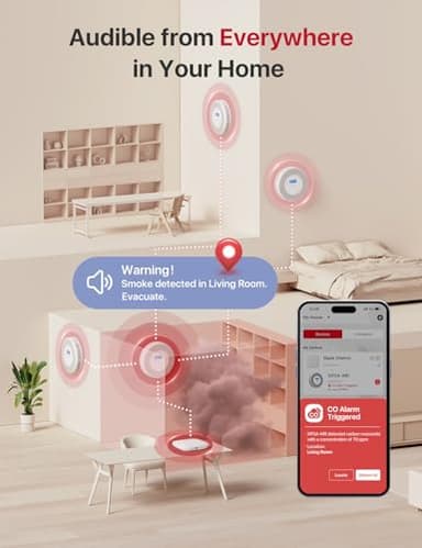 X-Sense Combination Smoke and Carbon Monoxide Detector with Voice Location, Interconnected Smoke Detector Carbon Monoxide Detector Combo with Base Station (Included), Model XP0A-MR31 - Image 3