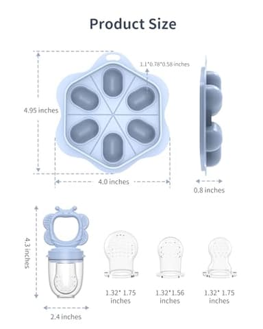 Silicone Baby Fruit Food Feeder (2 Pack) with Freezer Nibble Tray, Breastmilk Popsicle Molds for Baby Teething Relief, Silicone Feeder for Safe Infant Self Feeding, BPA Free, Dishwasher Safe, 3 Month+ - Image 3