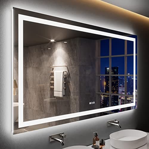 LOAAO 72X40 LED Bathroom Mirror with Lights, Anti-Fog, Dimmable, Backlit + Front Lit, Lighted Bathroom Vanity Mirror for Wall, Memory Function, Tempered Glass, ETL Listed - Image 1