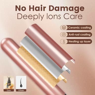 Bo'laiya 5 in 1 Curling Wand Set with Temperature Display, Curling Iron Set with 5 Interchangeable Ceramic Curling Wands, Instant Heat Up, Suitable for All Hair Types (Rose Gold) - Image 5
