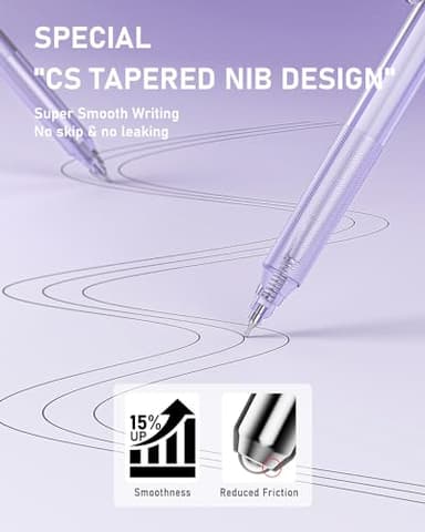 Four Candies 14Pack Pastel Gel Ink Pen Set,Cute Retractable 0.5mm Fine Point Pen,11 Pack Black Ink and 1 Pc Purple Ink Pens with 2Pcs Highlighter for School, Office, Mothers Day Gifts(Purple) - Image 7