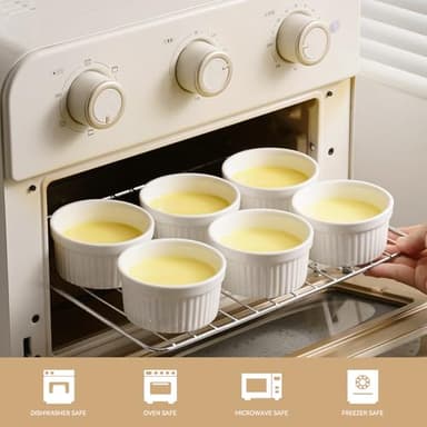 Dafuceramic Ramekins with Lids 8 oz White Creme Brulee Ramekins Ceramic Oven Safe Pudding Cups, Set of 6 Porcelain Custard for Baking Dishwasher and Microwave safe - Image 3