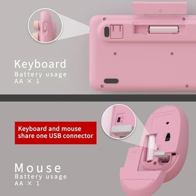 UBOTIE Colorful Computer Wireless Keyboard Mice Combo, Retro Typewriter Flexible Keys Office Full-Sized Keyboard, 2.4GHz Dropout-Free Connection and Optical Mouse (Pink-Colorful) - Image 5