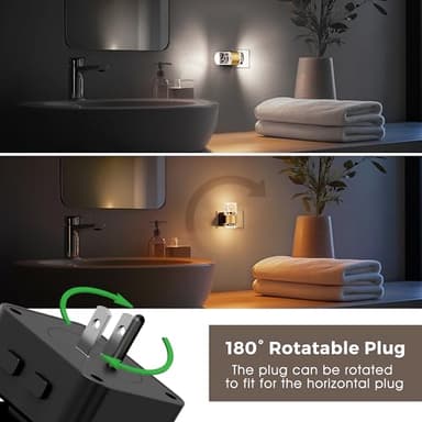 Night Lights Plug into Wall 2 Pack, Dimmable Night Light with Dusk-to-Dawn Light Sensor, Soft White/Cool White/Amber 3 Light Color, Adjustable Brightness, Rotatable plug, Bubble Nightlight for Hallway - Image 4