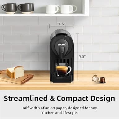 CHULUX Bafè-Pro Espresso Machine, Mini Espresso Machine for Nespresso Original Capsules, Single Serve Coffee Machine for Home Espresso & Lungo Maker, Italian ODE 20 Bar Pump, Metallic Gray - Image 5
