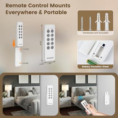 SURAIELEC Remote Control Outlet, Wireless Light Switch - 5 Outlets + 2 Remotes, 15 AMP, 100FT Range, No Interference, Remote Light Switch Kit for Lamp, Fan, Christmas Tree Light, Household Appliance - Image 7
