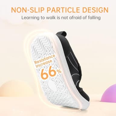 Toddler Wide Toe Box Shoes Boys Barefoot Shoes Boy Sneakers Kids Tennis Shoes Preschool Non Slip Lightweight Comfortable First Walking Running Outdoor Activities Black White Infant Size 4 - Image 5