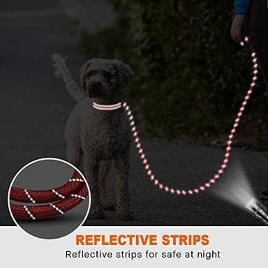 Taglory Rope Dog Leash 5 FT with Comfortable Padded Handle, Highly Reflective Threads Leash for Small Dogs, 3/8 inch, Red - Image 5