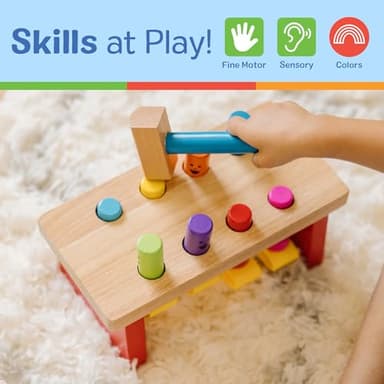 Melissa & Doug Deluxe Pounding Bench Wooden Preschool Learning Toy with Mallet - Image 5