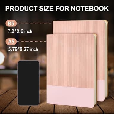 TSFPapier Lined Journal Notebook for Work College Ruled Note Book 7.2"x9.6"B5 PU Leather Daily Journaling 160 Pages for Women Men Writing Home School Supplies Business (B5 Lined 160pages, 05-Pink) - Image 2