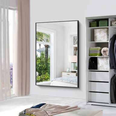 BONEWEI Bathroom Mirror,60x40 inch Bathroom Mirrors for Over Sink,Large Wall Mirror for Bathroom Wall Mounted Rectangle Mirrors,Black Vanity Mirror for Living Room,Bedroom Entryway,Horizontal/Vertical - Image 5