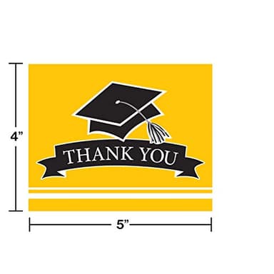 Creative Converting 320104 School Spirit Yellow Thank You Notes - Image 2