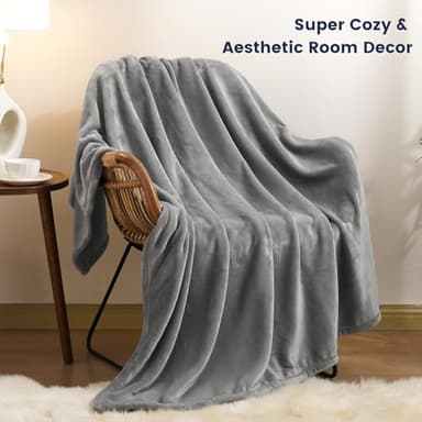 David's Home Soft Fleece Blanket King Size, 300GSM Warm Comfy for Fall Winter, Cozy Plush Lightweight Fuzzy Blanket for Bed, Couch, Sofa, Travel, Office, Chirstmas Gift for Women,Grey,108x90 inches - Image 3