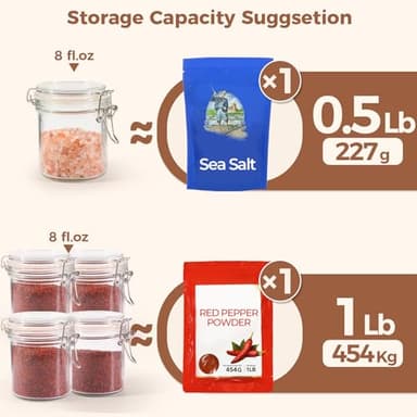 ComSaf 8oz Small Airtight Glass Jars Set of 6 with Lid Food Storage Jar Round, Mini Storage Container with Clear Preserving Seal Wire Clip Fastening for Kitchen Canning, Jam, Spice, Honey, Mason Jars - Image 3