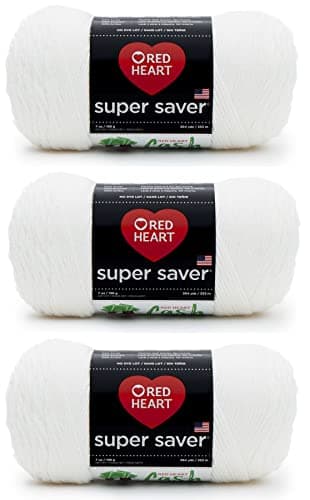 Red Heart Super Saver White Yarn - 3 Pack of 198g/7oz - Acrylic - 4 Medium (Worsted) - 364 Yards - Knitting/Crochet - Image 1