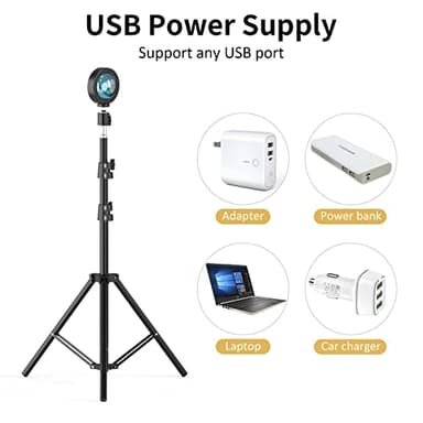 Balkwan Sunset Floor Lamp Projection 140cm Adjustable Stand Led Night Light 360 Degree Rotation Network Light with 3M USB Cable Floor Light for Living Room Bedroom - Image 2