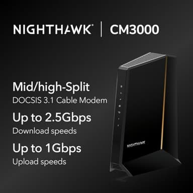 NETGEAR Nighthawk DOCSIS 3.1 Mid/high-Split Cable Modem (CM3000-1AZNAS) – Approved for Today’s Fastest Speeds - Works With all Cable Providers, Incl. Xfinity, Spectrum, Cox - Cable Plans up to 2.5Gbps - Image 2
