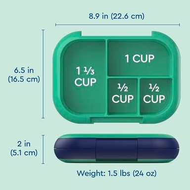 Bentgo Chill Kids Leak-Proof Lunch Box - 4-Compartment Bento Box with Built-In Ice Pack, 3.3 Cup Capacity, PFAS & BPA-Free, Microwave & Dishwasher Safe, Ideal Size for Ages 3 to 7 (Green/Navy) - Image 7