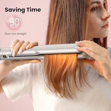 Hair Straightener - 2 in 1 Wet to Dry Hair Dryer and Straightener with High-Speed Airflow + Rapid Heat-Up + Customizable Temperature + LCD Display & Auto Shut-Off + No Heat Damage (Gold) - Image 6