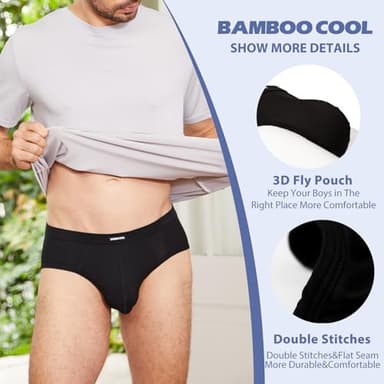 Men's Tagless Briefs Coverd Waistband Comfort Soft Underwear with Contour Pouch Breathable Underpants, Multipacks - Image 3