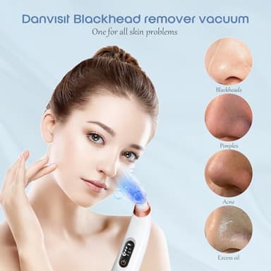 Danvisit Blackhead Remover Vacuum: Water Cycle Facial Pore Cleaner with 3 Suction Power 6 Probes USB Rechargeable Pore Vacuum Blackhead Extractor Tools - Image 2