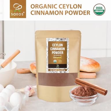 Soeos Organic Ceylon Cinnamon Powder, 8oz (227g), Premium Ground Cinnamon, Non-GMO, Gluten-Free, Freshly Packed - Image 8