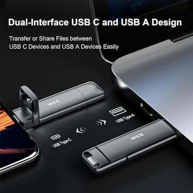 SSK 2TB SSD USB C Stick up to 1000MB/s,Fast External SSD Dual Drive Type-C + USB A 3.2 Gen 2 Solid State Thumb Drive,USB Memory Stick for iPhone 15/PS4/Android Phone/Tablet/Windows/Mac - Image 4