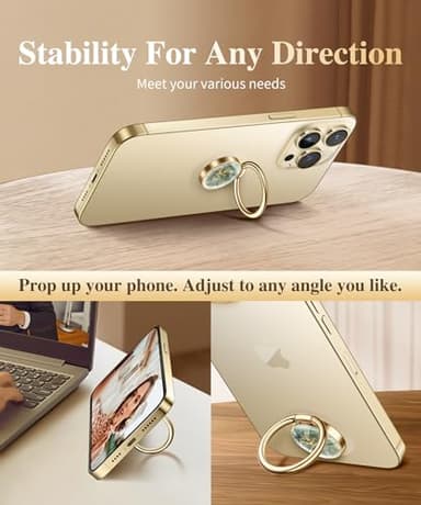 GVIEWIN Marble Cell Phone Ring Holder, Metal Kickstand Grip 360° Rotation Compatible with iPhone 17/16/15/14/Pro Max/Air/Plus Series & Galaxy S25/S24 Ultra and Other Phones (Desert Dream/Green) - Image 5
