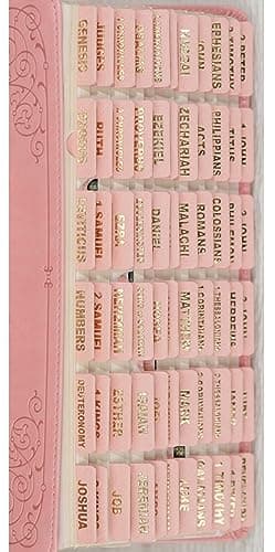 UPAFEXXI-Leather Bible Tabs, Bible Tabs for Women and Men(Gold Foil Lettering) Large Print Stickers, Easy to Read and Apply, 80 Chapters Labels for Easy Navigation (Pink) - Image 1