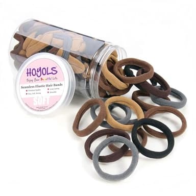 HOYOLS 100pcs Soft Hair Ties no Damage, Seamless Soft Thick Ponytail Holder Scrunchies Head Bands No Crease for Women Girls (Brunette Brown Set) - Image 1