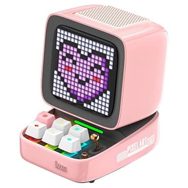 Divoom Ditoo Retro Pixel Art Game Bluetooth Speaker with 16X16 LED App Controlled Front Screen (Pink) - Image 1