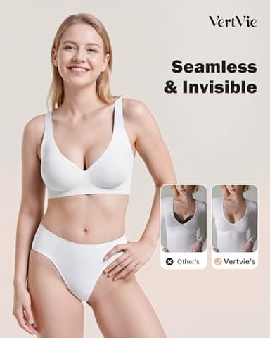 Vertvie Jelly Wireless Bras for Women Push Up Plunge Seamless T-Shirt Bras No Underwire Supportive Full Coverage Bralettes(White,Medium) - Image 3