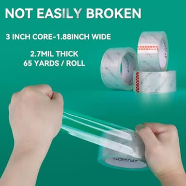 FugaCity Clear Packing Tape Refills (36 Rolls),Heavy Duty Packaging Tape for Moving Sealing, Moving Supplies,2.7 Mil Thick, 1.88 in Wide,65 Yards Per Roll,Total 2340 Yards - Image 3