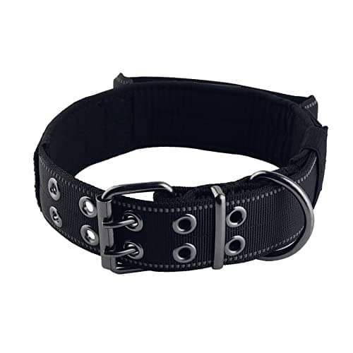 Yunleparks Reflective Dog Collar Heavy Duty Tactical with Control Handle and Metal Buckle for Dog Training(Medium, Black) - Image 1